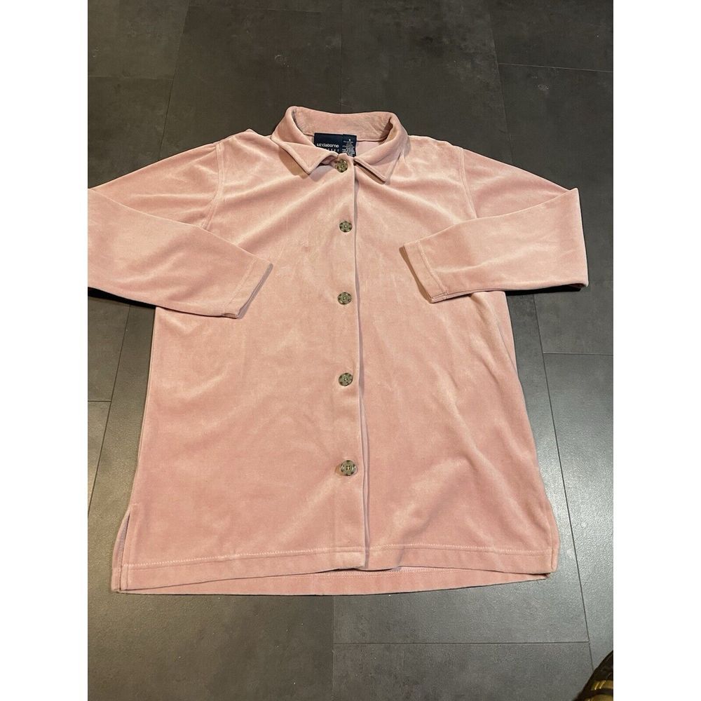Liz Claiborne women's 100% silk velvet pink button down‎ shirt size S B-1005
